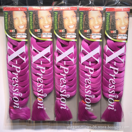 Synthetic wholesale 82 inch braiding  jumbo ombre hair extensions x pression prestretched braiding hair expression extension